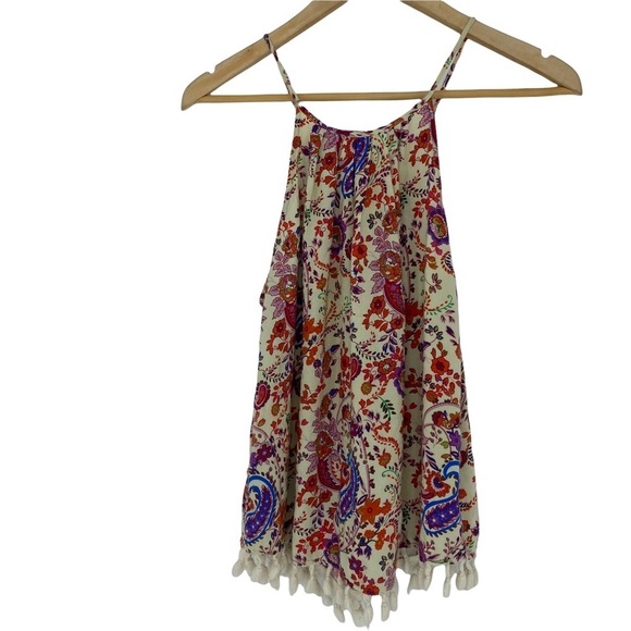19 Cooper beautiful boho tank top with tassels around bottom, M - Picture 2 of 12